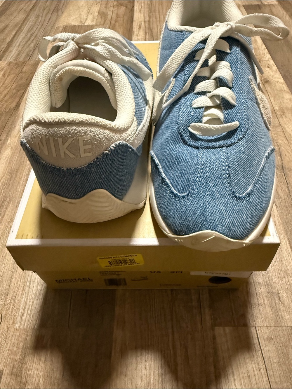 Nike Kids Denim Blue and White Lace-Up Sneakers